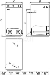 Водонагрівач Титан підлоговий ємнісний 150л 9кВт 380В. Фото 2